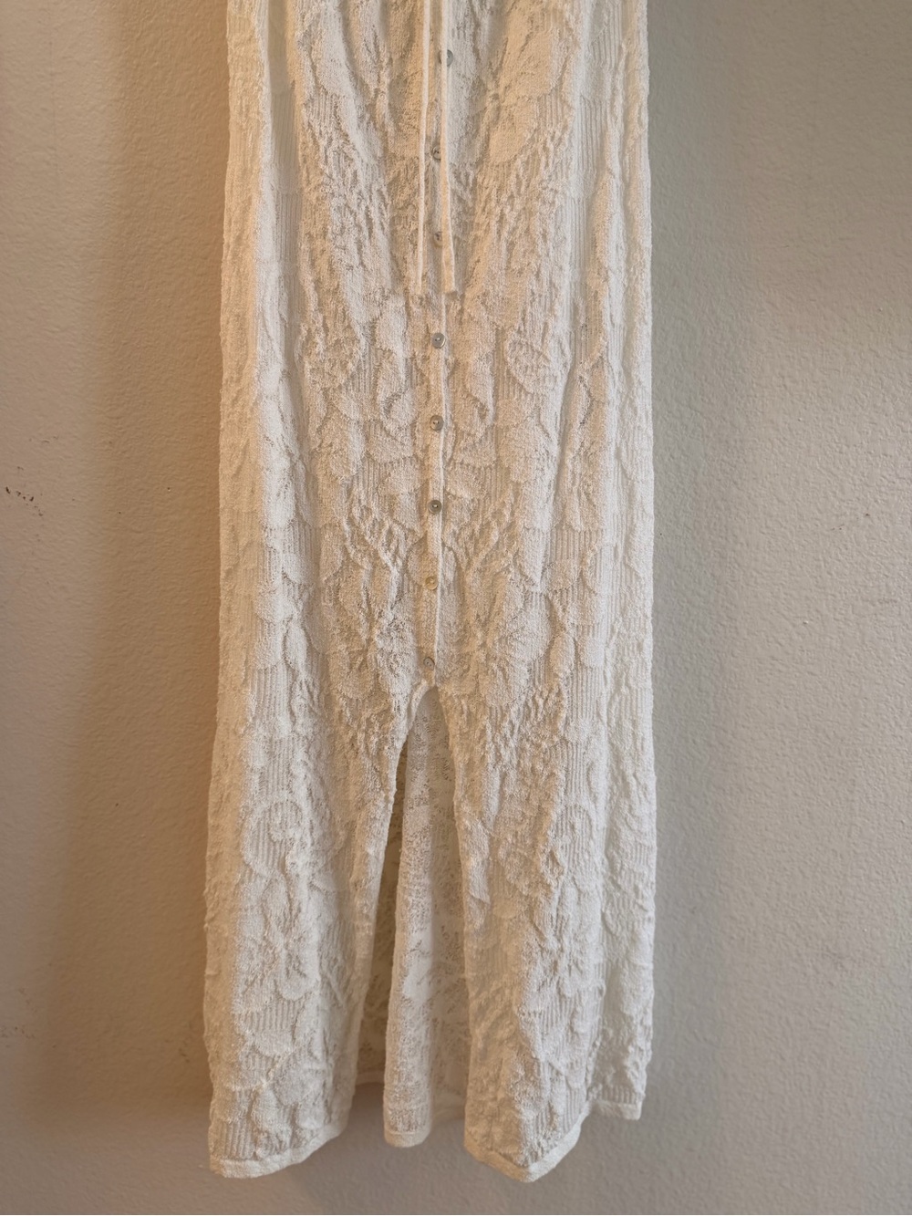 Zara Cream Lace Button-Front Midi Dress, Size Medium - Picture 2 of 7
